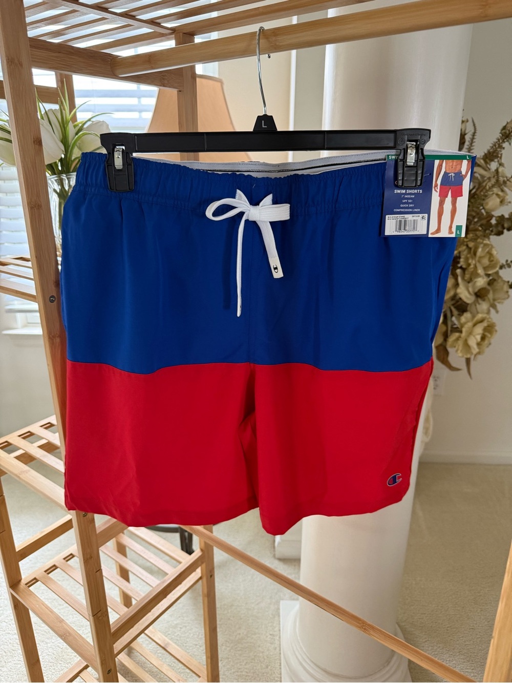 Champion Men's Blue & Red Colorblock Swim